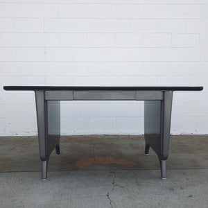 Allsteel Brushed Steel Panel Leg Table