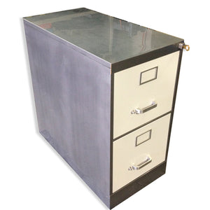 18" Legal Size 2 Drawer Vintage Steel Vertical File Cabinet